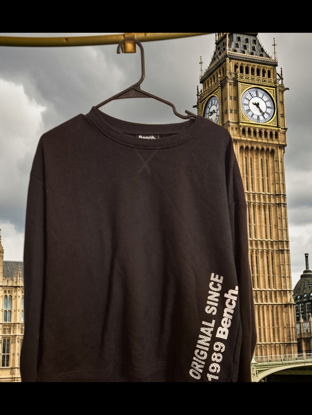 Bench Black Crewneck Sweatshirt with Side Logo